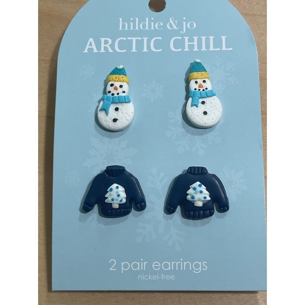 Christmas Sweater And Snowman Earrings  Set  • New